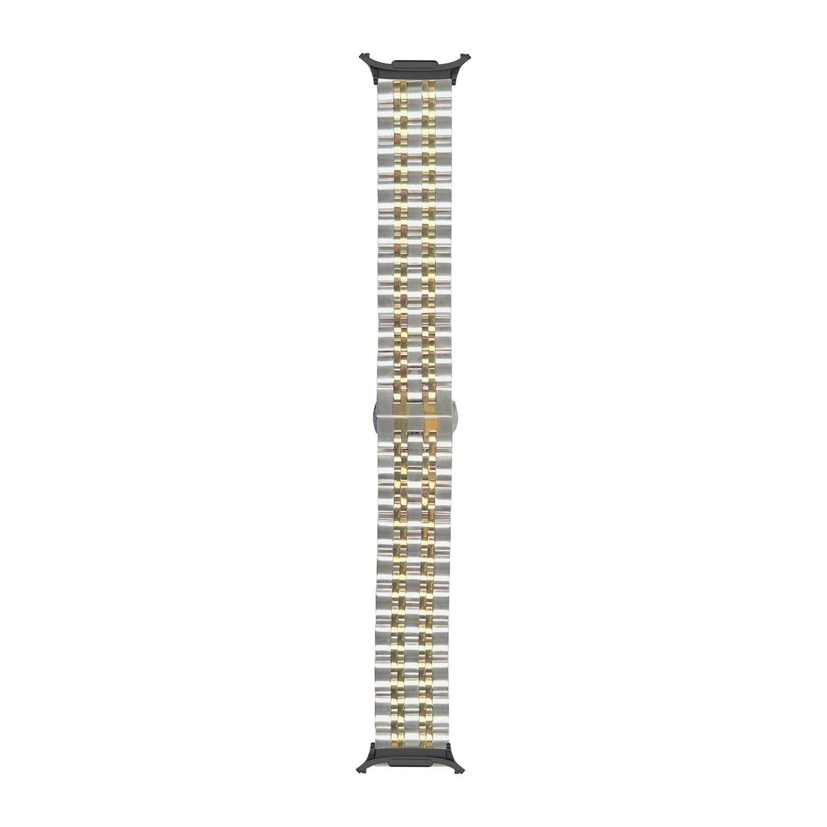Steel Bracelet (Silver/Gold) - Deployment Clasp 2 Black with Strap Adapter for Galaxy Watch 8-9/Ultra