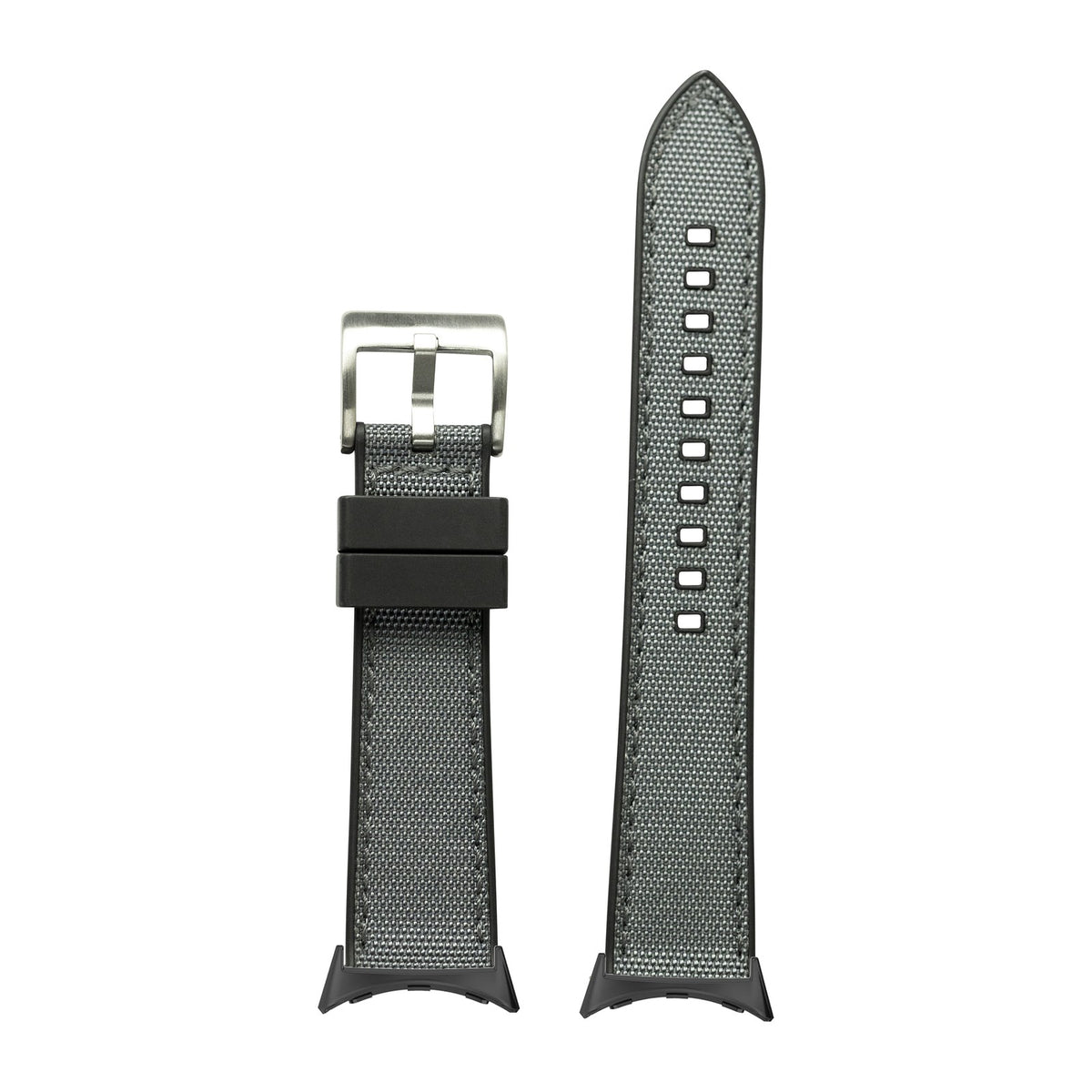 Sailcloth & FKM Rubber Hybrid Dark Grey with Google Pixel Spring Bar Adapters - Wear Any 20mm Strap! for Pixel Watch 3-5 45mm