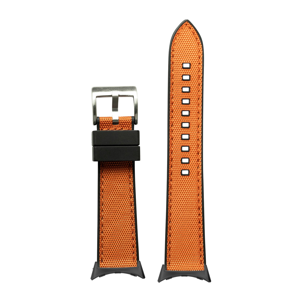 Sailcloth & FKM Rubber Hybrid Orange with Google Pixel Spring Bar Adapters - Wear Any 20mm Strap! for Pixel Watch 1-5 41mm