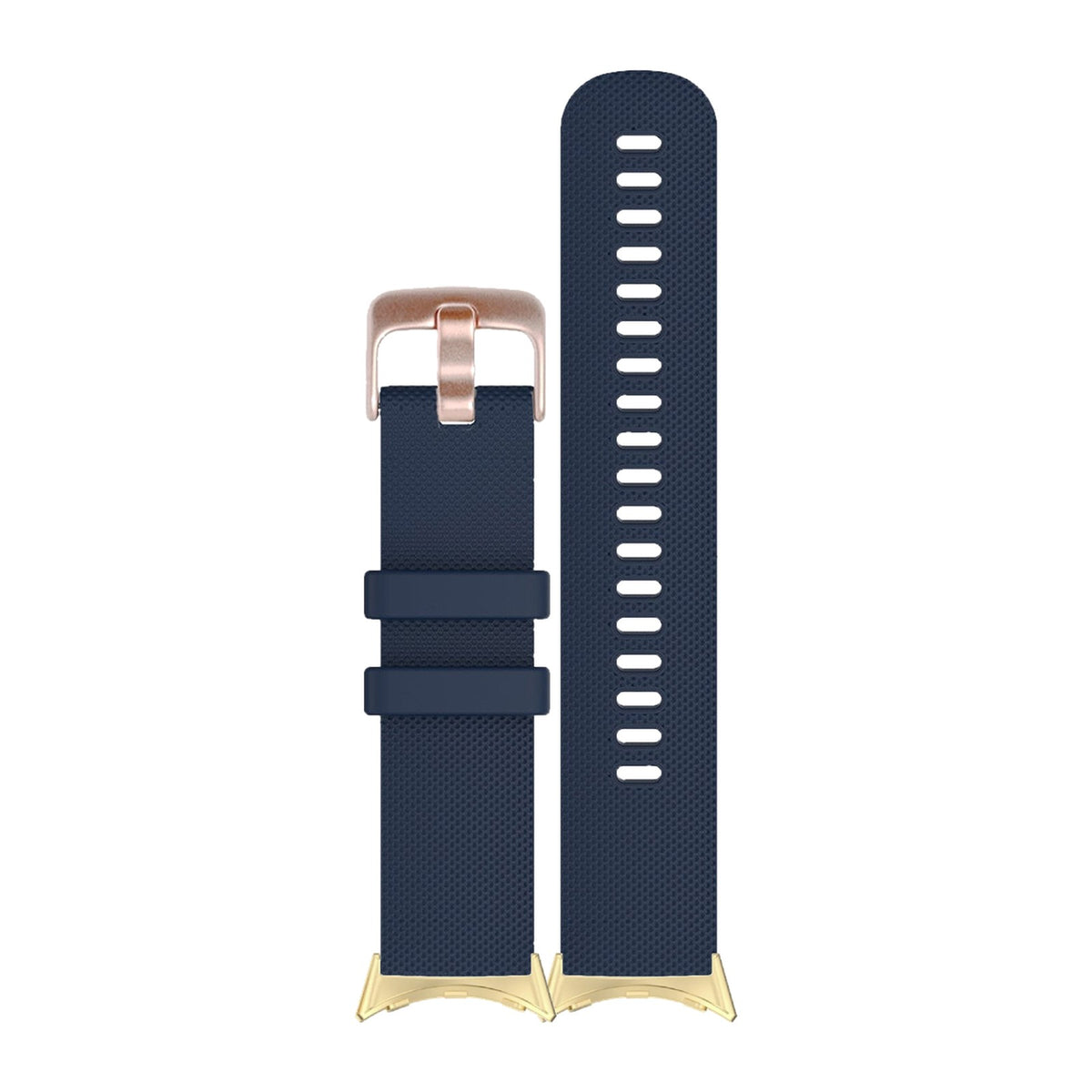Classic Silicone Navy Blue Rose Gold Gold with Google Pixel Spring Bar Adapters - Wear Any 20mm Strap! for Pixel Watch 1-5 41mm