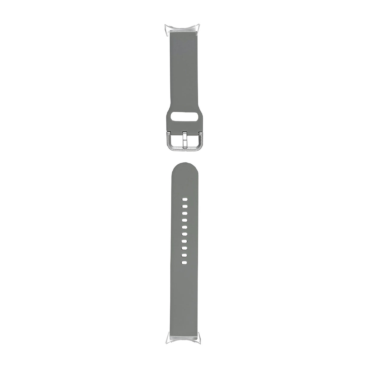 Flexi Silicone 6 Grey Silver with Google Pixel Spring Bar Adapters - Wear Any 20mm Strap! for Pixel Watch 1-5 41mm