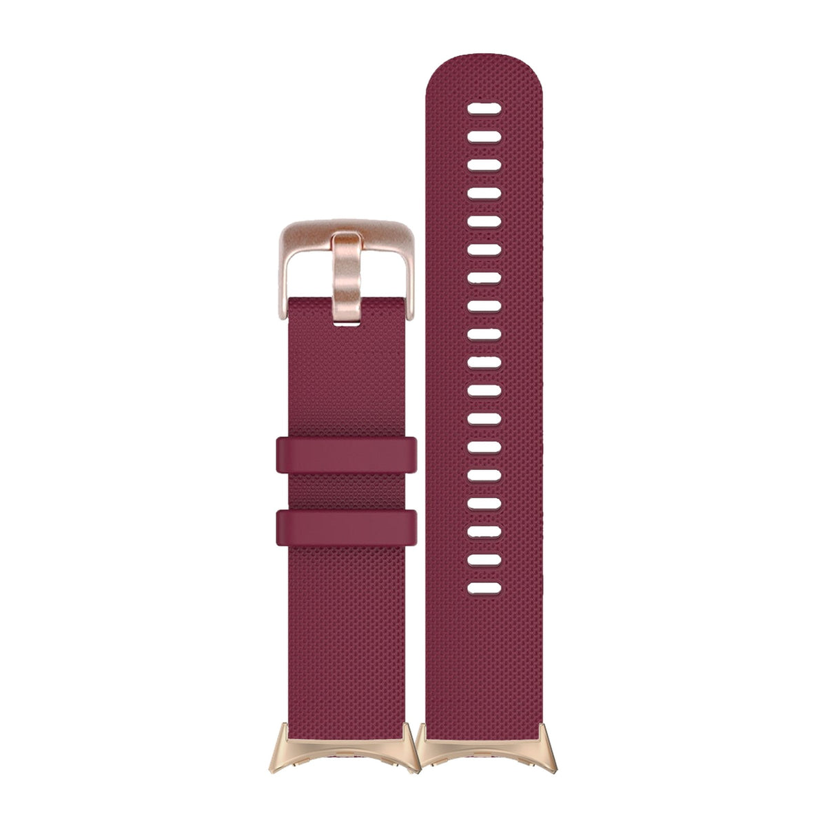 Classic Silicone Burgundy Red Rose Gold Rose Gold with Google Pixel Spring Bar Adapters - Wear Any 20mm Strap! for Pixel Watch 1-5 41mm
