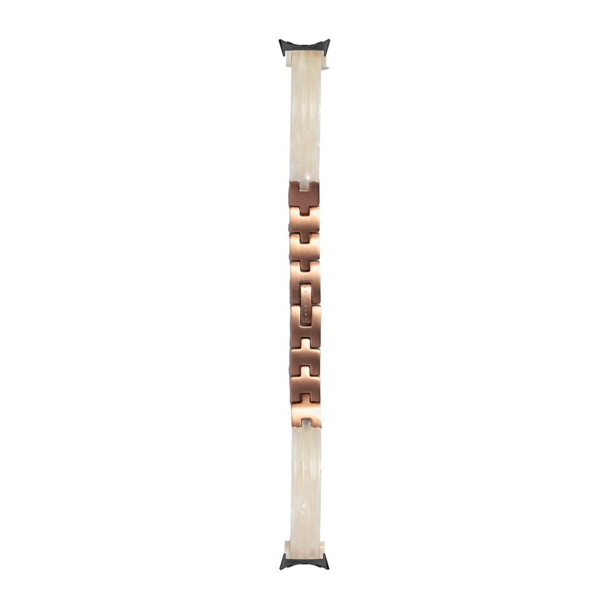 Acetate Bangle - White Pearl / Rose Gold Black with Google Pixel Spring Bar Adapters - Wear Any 20mm Strap! for Pixel Watch 3-5 45mm