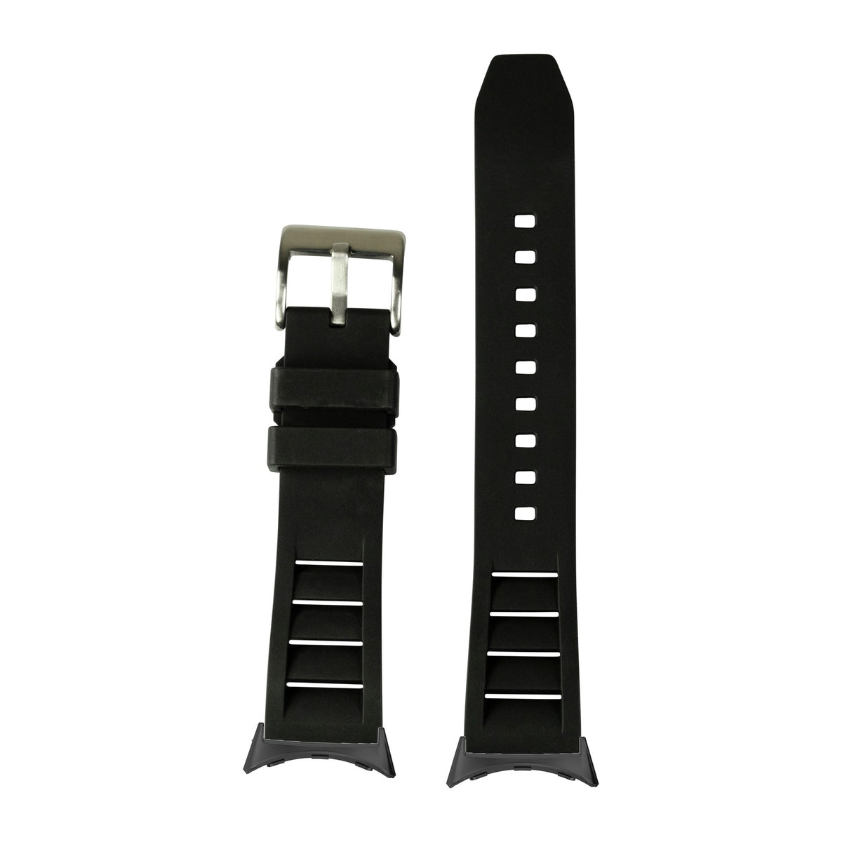 Shark Fin FKM Rubber - Black with Google Pixel Spring Bar Adapters - Wear Any 20mm Strap! for Pixel Watch 1-5 41mm