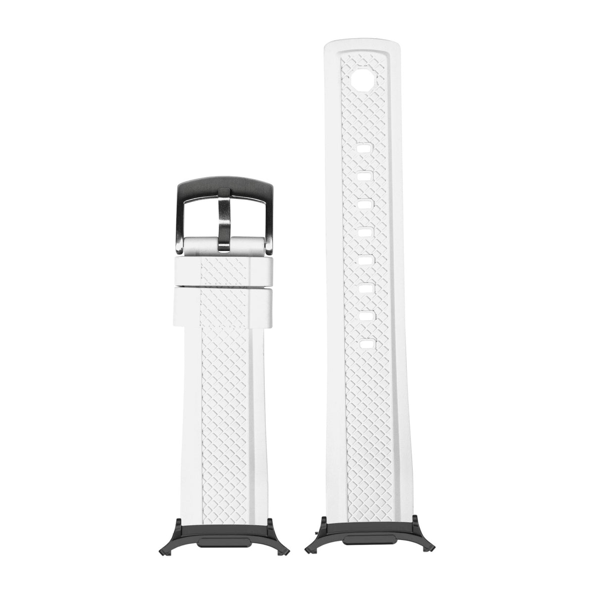 GridLock FKM Rubber - White Black with Strap Adapter for Galaxy Watch 8-9/Ultra