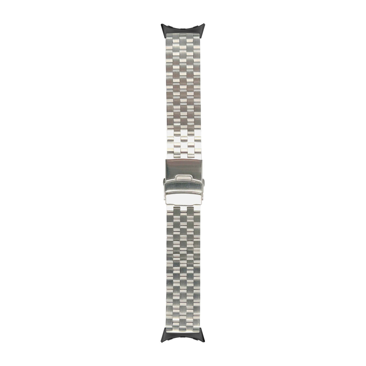 Engineer Bracelet - Folding Deployant Clasp - Silver Black with Google Pixel Spring Bar Adapters - Wear Any 20mm Strap! for Pixel Watch 3-5 45mm