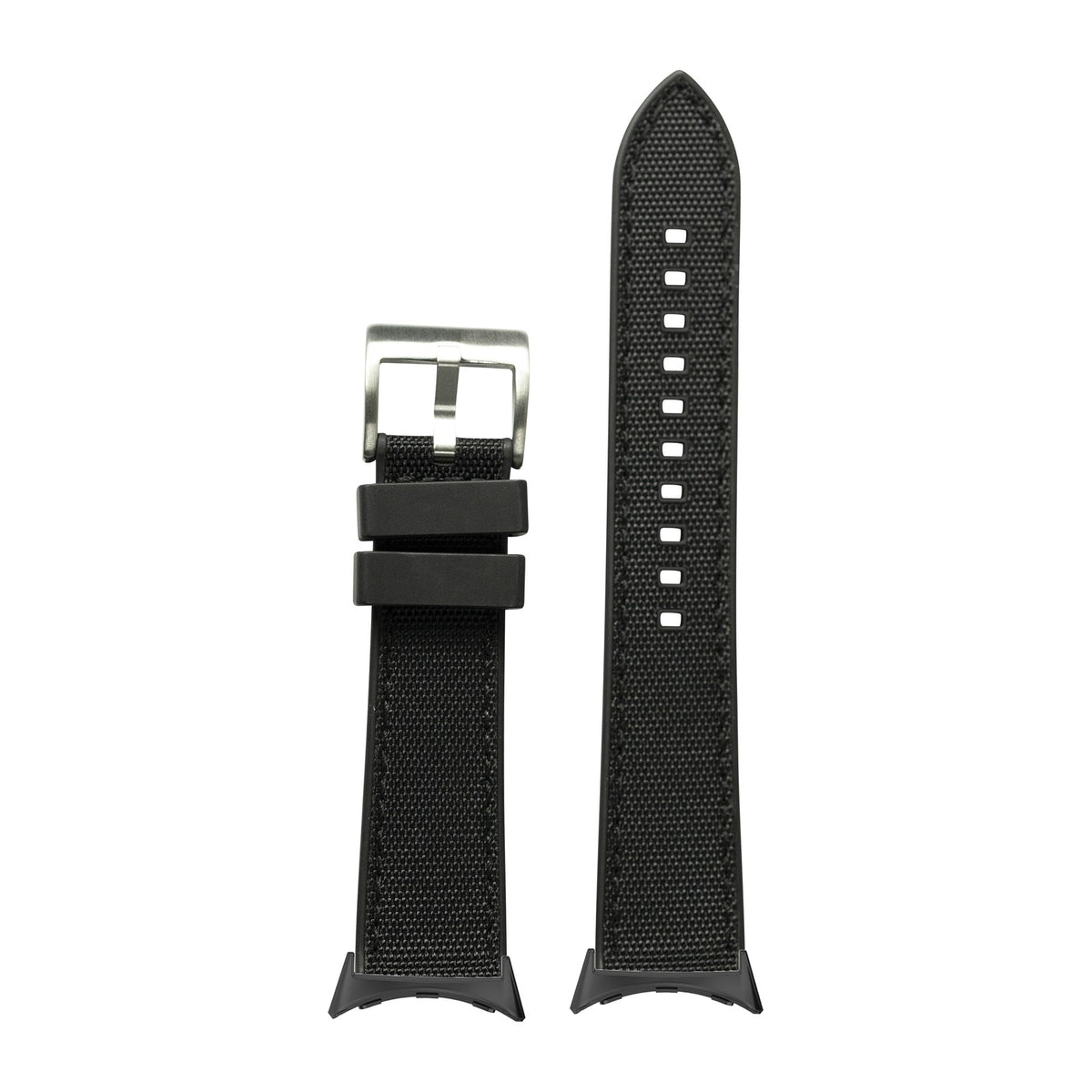 Sailcloth & FKM Rubber Hybrid Black with Google Pixel Spring Bar Adapters - Wear Any 20mm Strap! for Pixel Watch 1-5 41mm