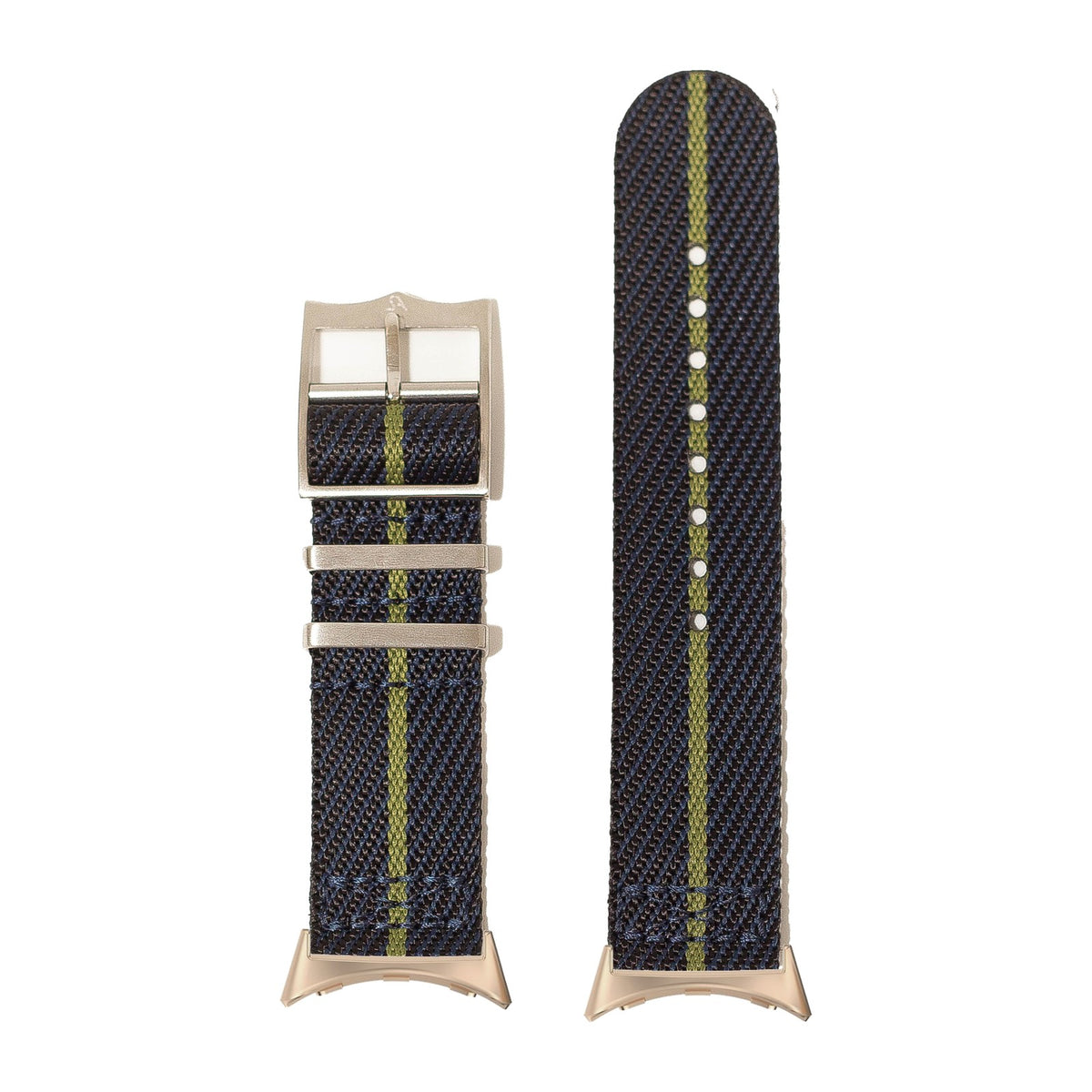 Cross Militex - Night Blue / Green Rose Gold with Google Pixel Spring Bar Adapters - Wear Any 20mm Strap! for Pixel Watch 3-5 45mm