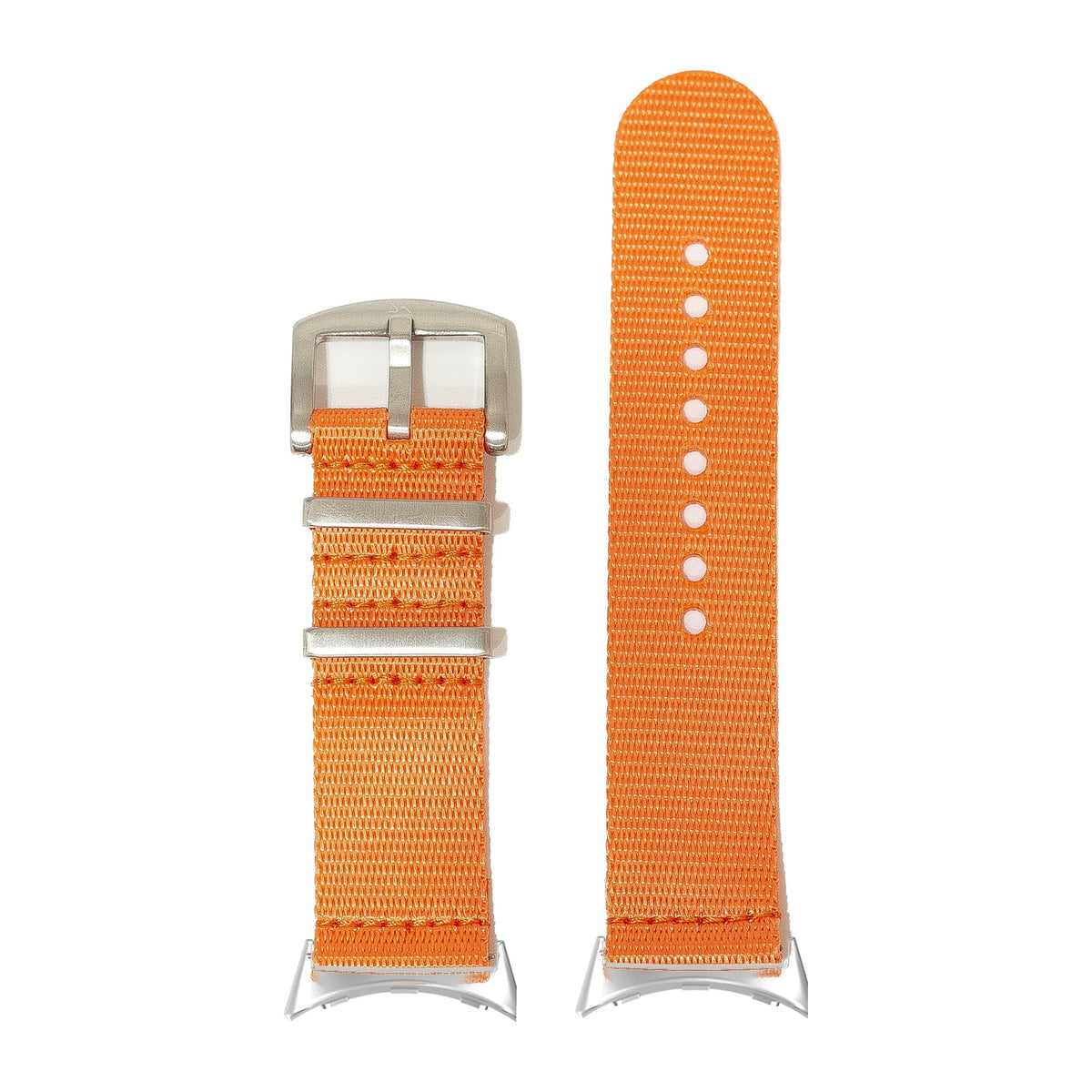 Supreme Militex - Orange Silver with Google Pixel Spring Bar Adapters - Wear Any 20mm Strap! for Pixel Watch 3-5 45mm