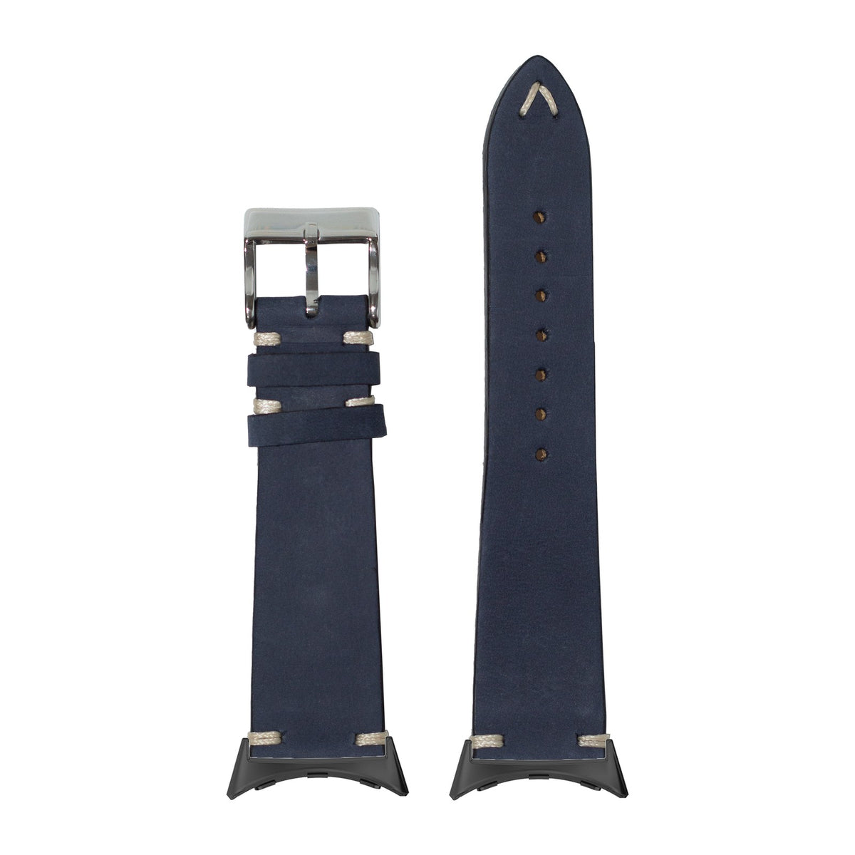 Vintage Knotted - Nubuck Leather - Navy Blue with Google Pixel Spring Bar Adapters - Wear Any 20mm Strap! for Pixel Watch 3-5 45mm
