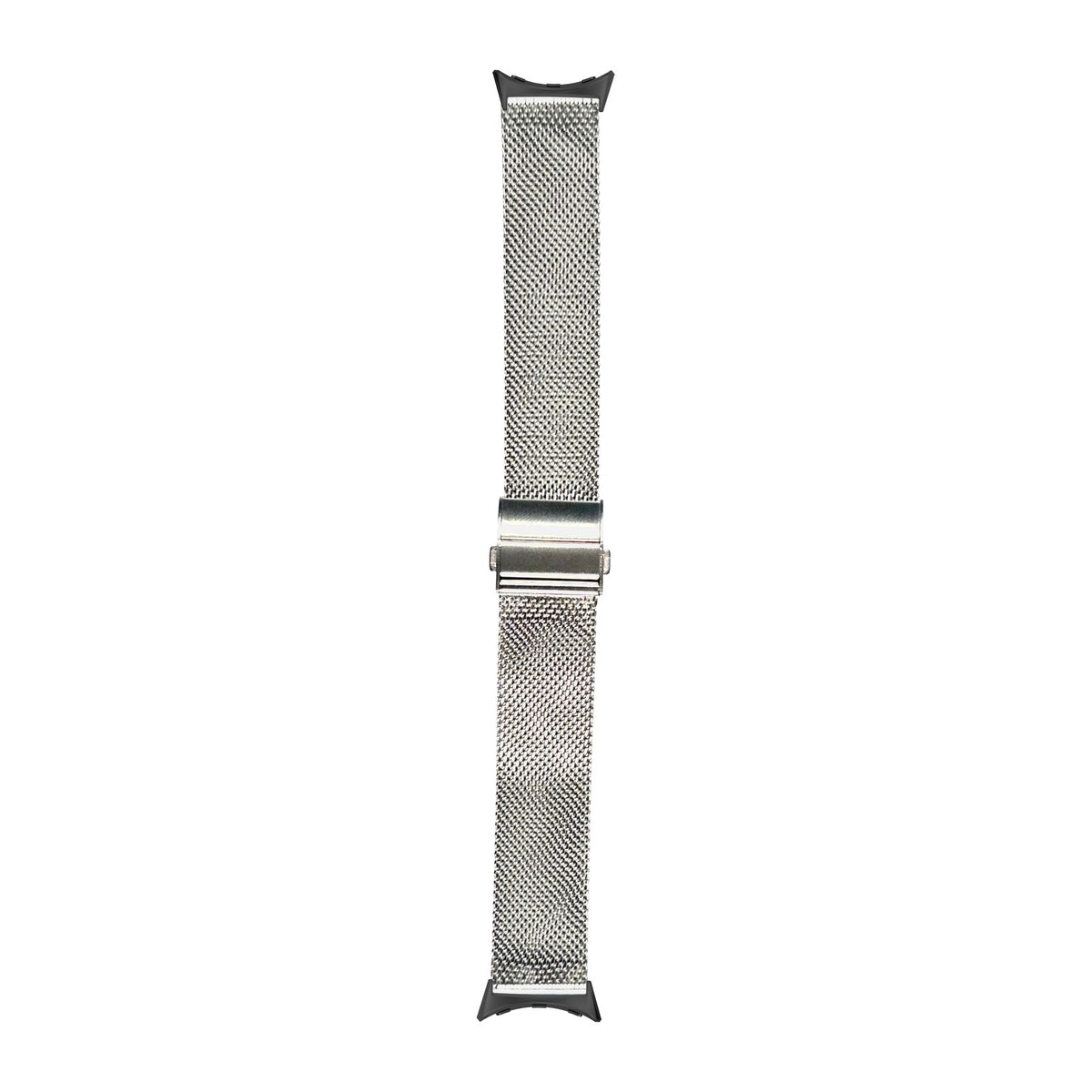 Milanese Silver Black with Clasp with Google Pixel Spring Bar Adapters - Wear Any 20mm Strap! for Pixel Watch 3-5 45mm