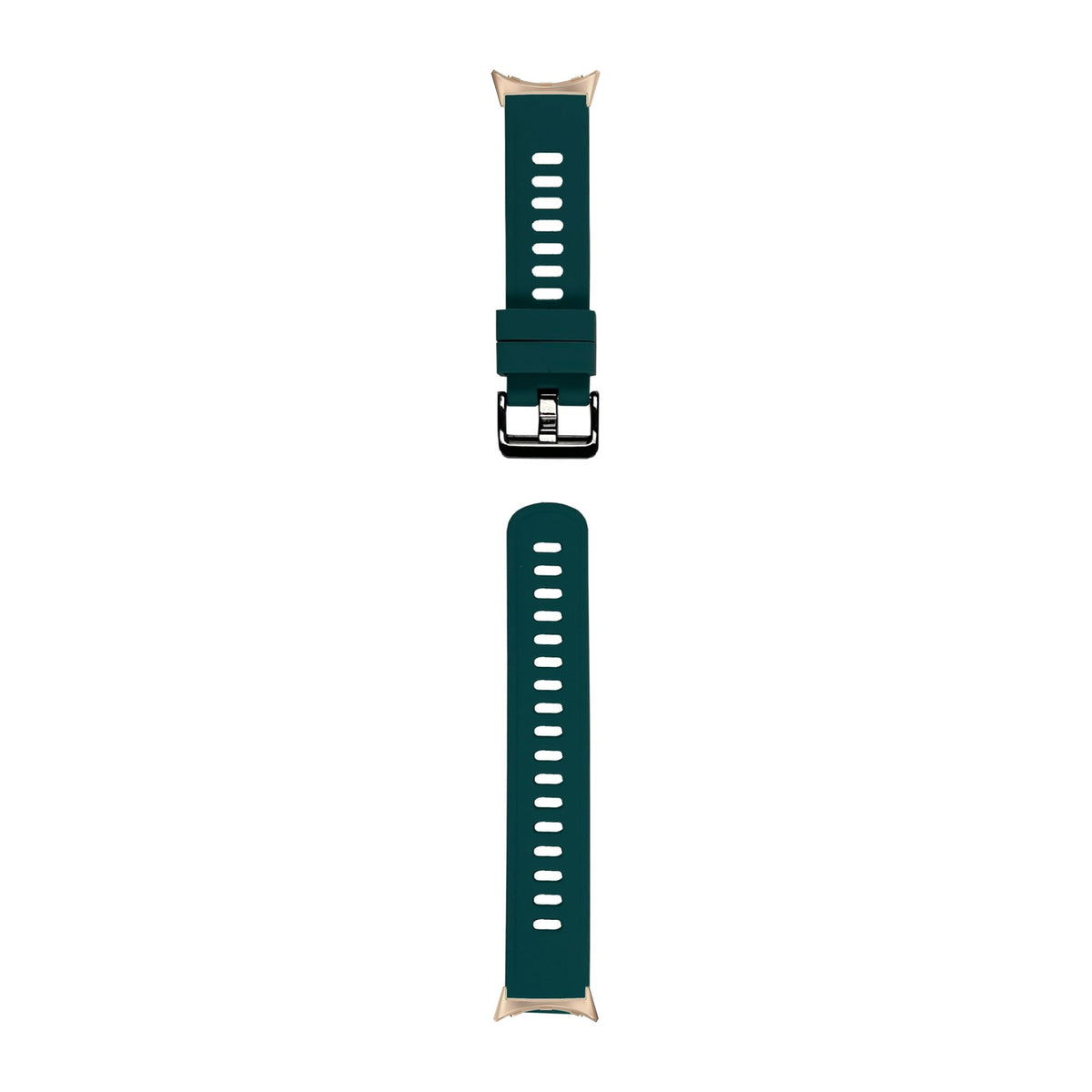 Flexi Silicone 3 Turquoise Green Rose Gold with Black Hardware with Google Pixel Spring Bar Adapters - Wear Any 20mm Strap! for Pixel Watch 3-5 45mm