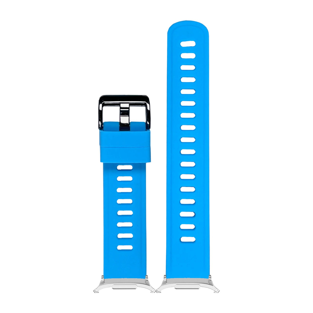 Flexi Silicone 3 Sky Blue Silver with Black Hardware with Strap Adapter for Galaxy Watch 8-9/Ultra