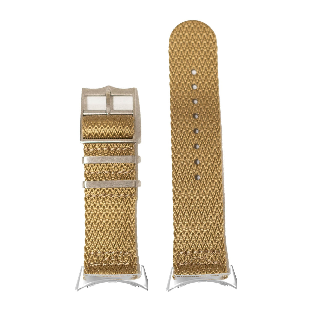 Sharktooth Militex - Wheat Silver with Google Pixel Spring Bar Adapters - Wear Any 20mm Strap! for Pixel Watch 1-5 41mm