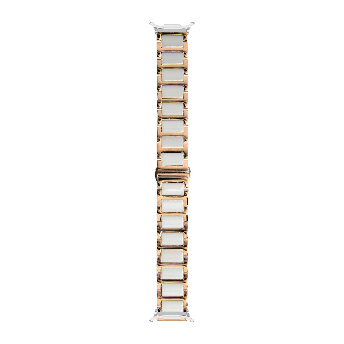 Ceramic Bracelet - Rose Gold Silver with Strap Adapter for Galaxy Watch 8-9/Ultra