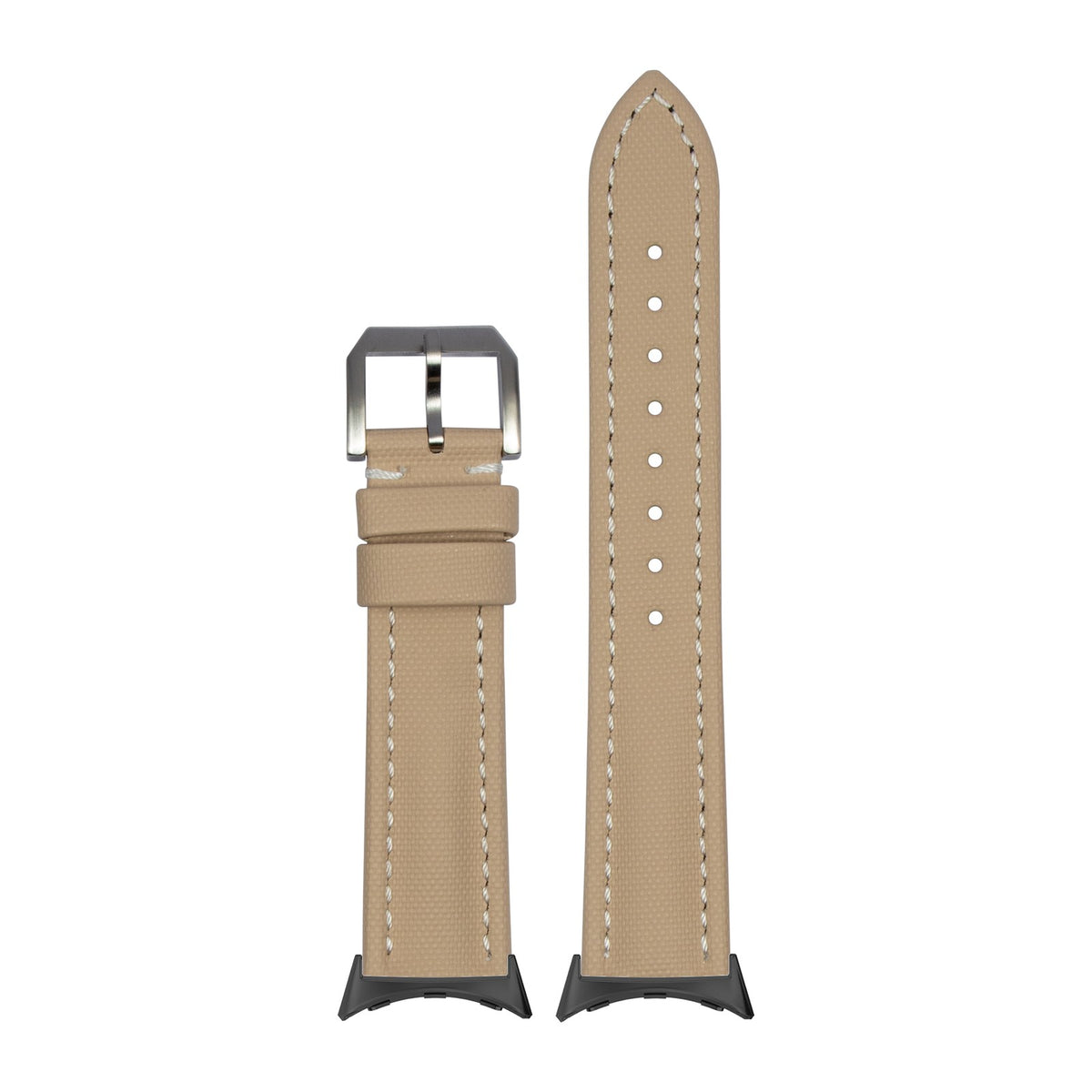 King Sailcloth - Beige Small / Medium White with Google Pixel Spring Bar Adapters - Wear Any 20mm Strap! for Pixel Watch 1-5 41mm