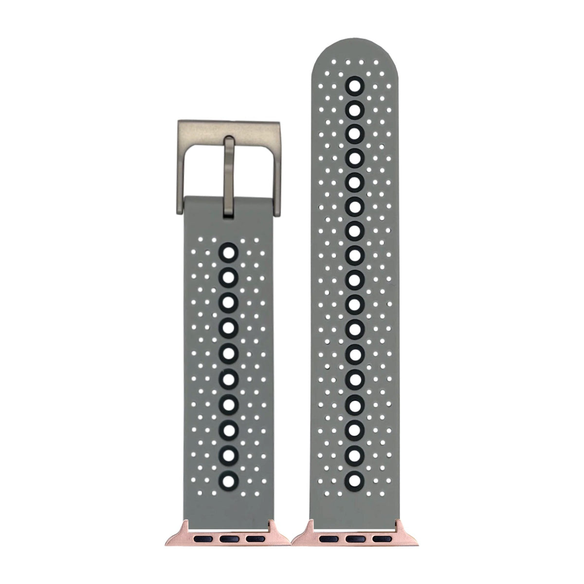 Flexi Sports Silicone 2 Grey Rose Gold with Connecters - Spring Bar Type for Apple Watch