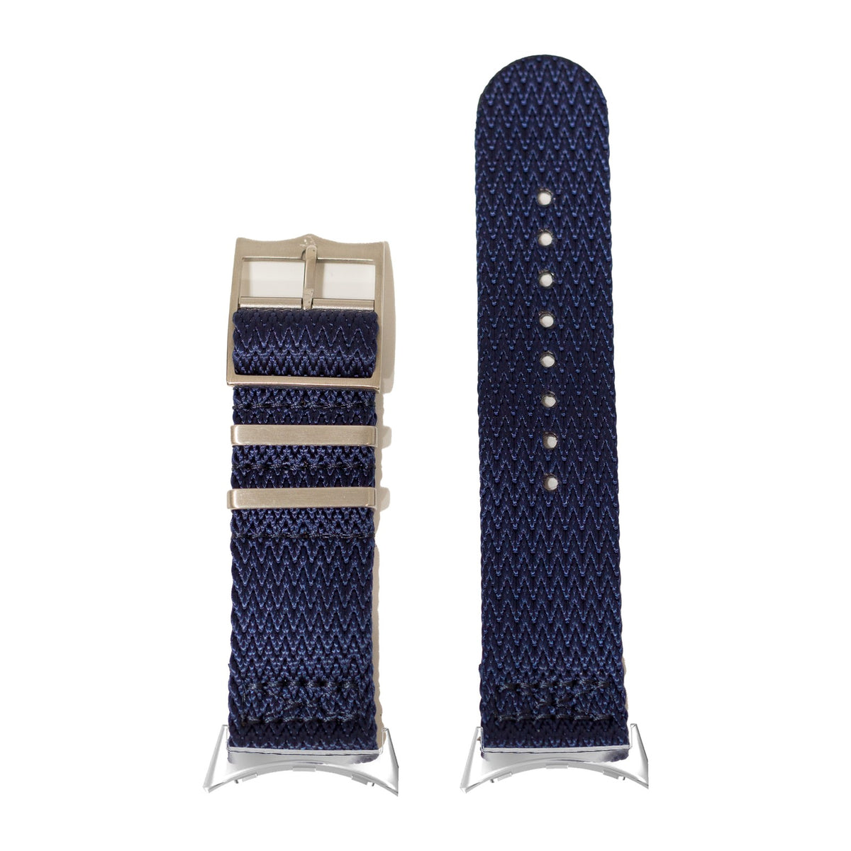 Sharktooth Militex - Navy Blue Silver with Google Pixel Spring Bar Adapters - Wear Any 20mm Strap! for Pixel Watch 1-5 41mm