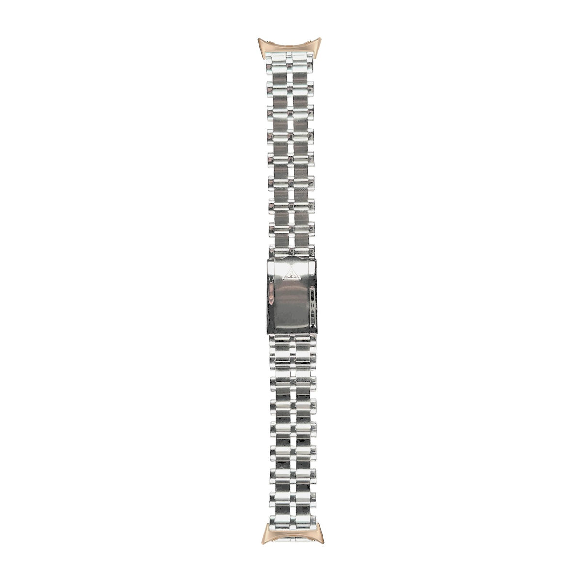 5-Row Beads of Rice Stainless Steel Watch Bracelet Rose Gold with Google Pixel Spring Bar Adapters - Wear Any 20mm Strap! for Pixel Watch 3-5 45mm