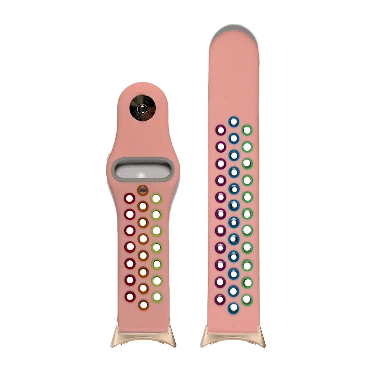 Rainbow Sports Silicone Pink Rose Gold with Google Pixel Spring Bar Adapters - Wear Any 20mm Strap! for Pixel Watch 1-5 41mm