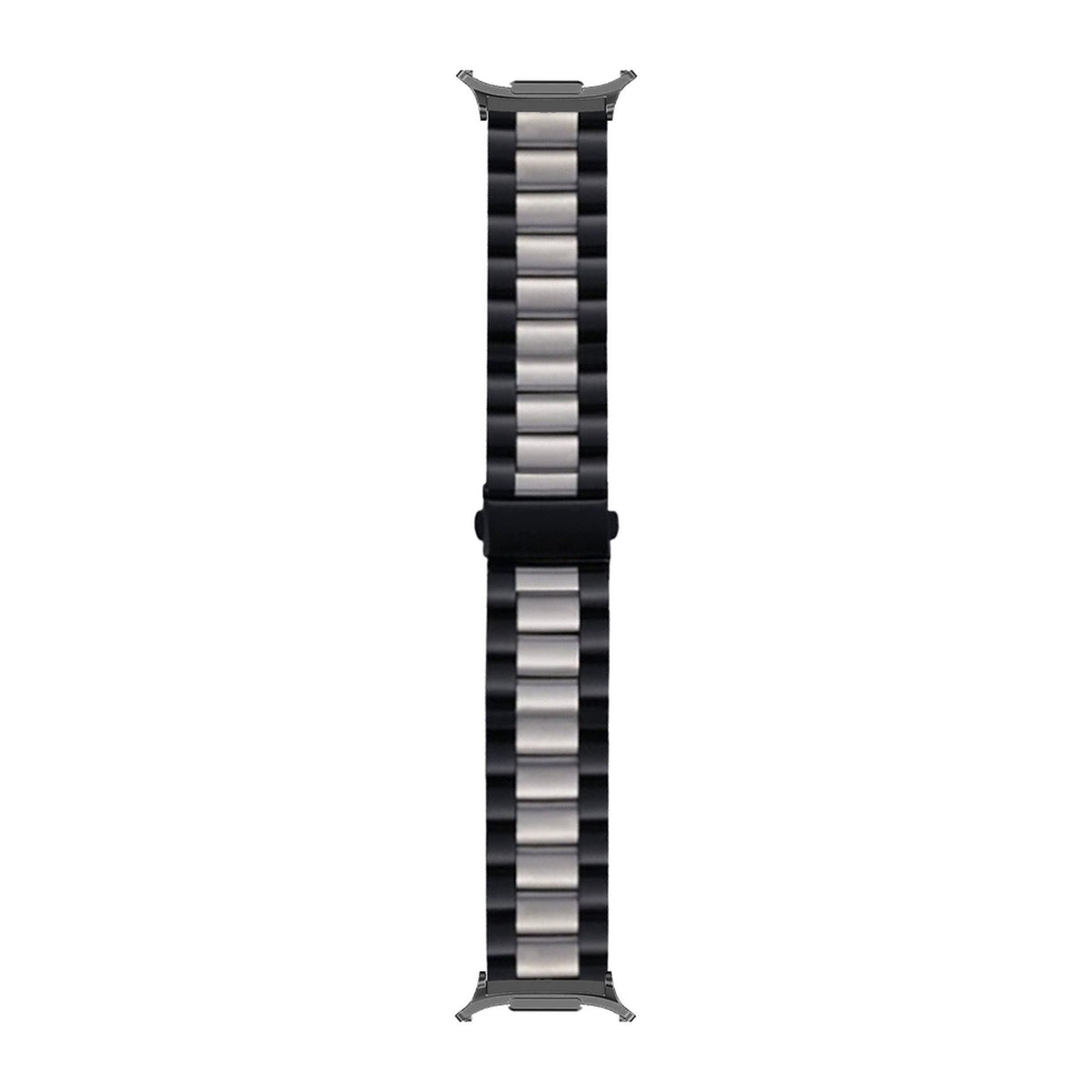 Steel Bracelet Grey with Deployant Clasp - Black/Silver with Strap Adapter for Galaxy Watch 8-9/Ultra