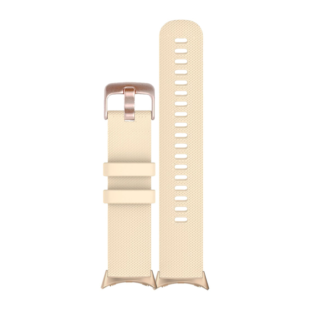 Classic Silicone Tan Rose Gold Rose Gold with Google Pixel Spring Bar Adapters - Wear Any 20mm Strap! for Pixel Watch 3-5 45mm