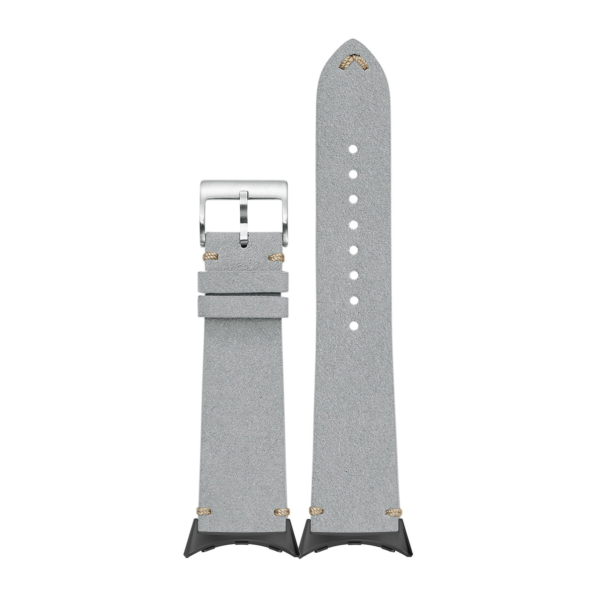 Alcantara Leather - Vintage - Grey with Google Pixel Spring Bar Adapters - Wear Any 20mm Strap! for Pixel Watch 3-5 45mm