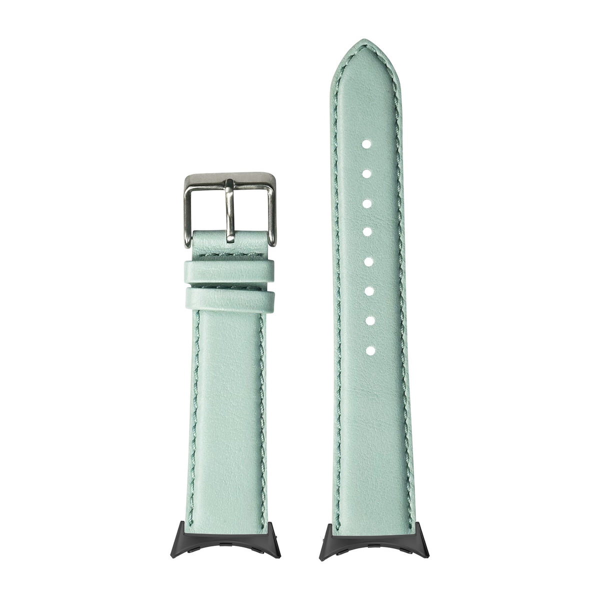 Padded Leather - Light Tiffany Blue Black with Google Pixel Spring Bar Adapters - Wear Any 20mm Strap! for Pixel Watch 1-5 41mm