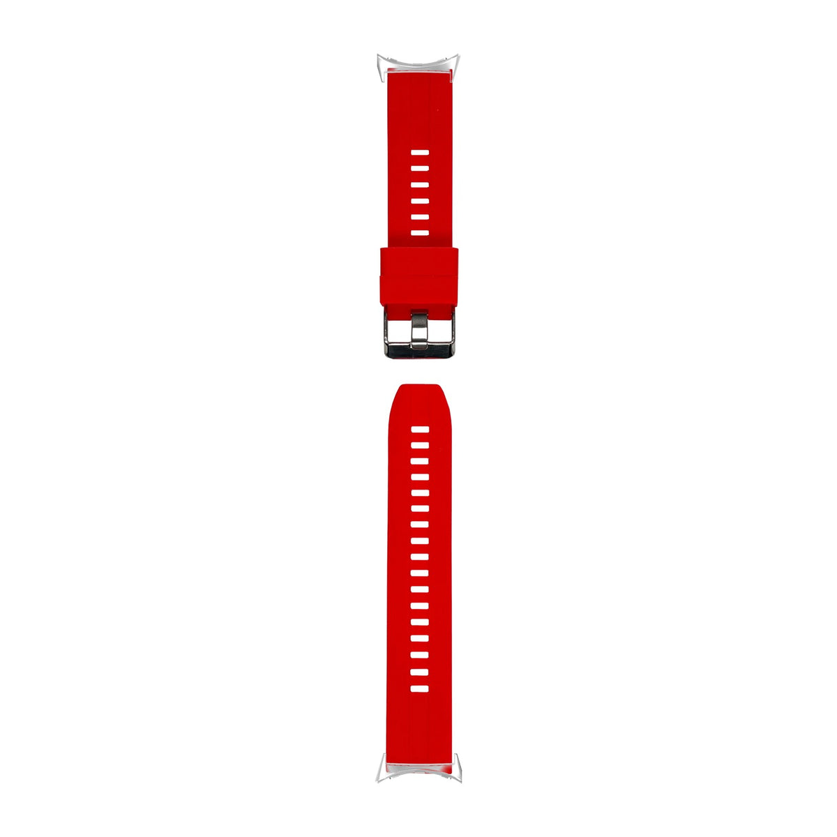 Flexi Silicone 2 Red Silver with Google Pixel Spring Bar Adapters - Wear Any 20mm Strap! for Pixel Watch 3-5 45mm