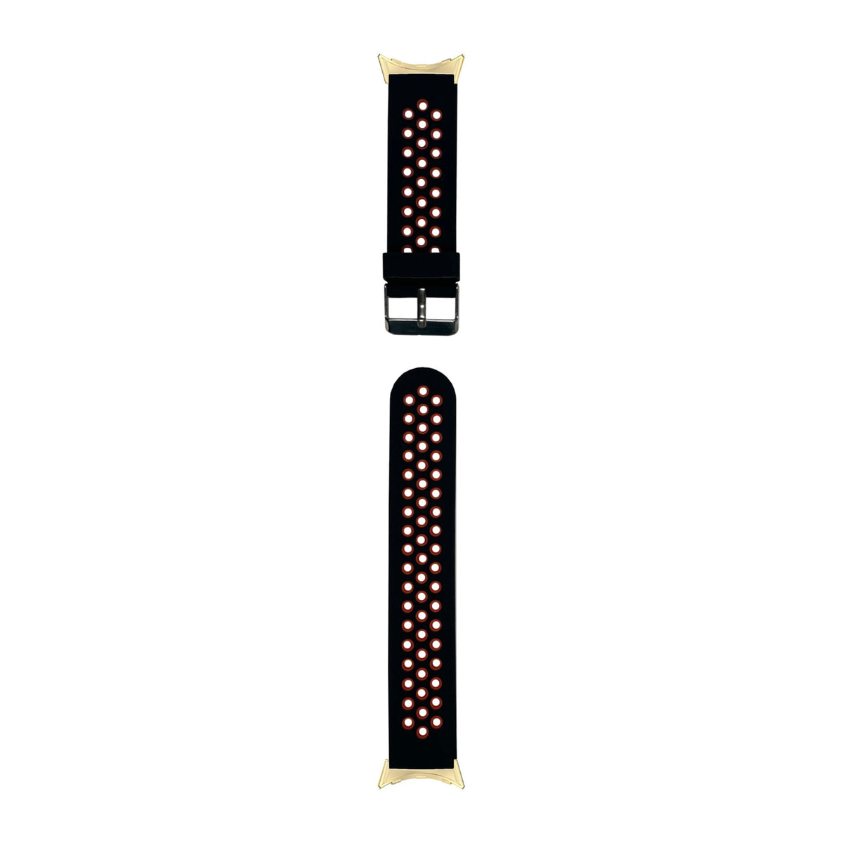 Flexi Sports Silicone Black/Dark Orange Gold with Google Pixel Spring Bar Adapters - Wear Any 20mm Strap! for Pixel Watch 3-5 45mm