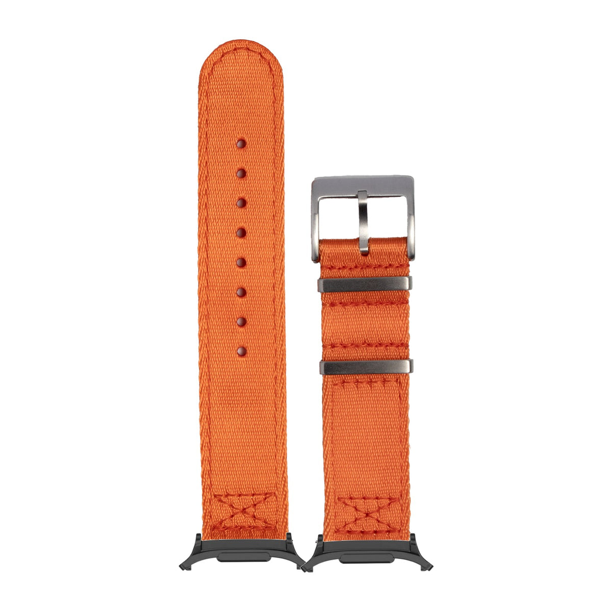 Ultra Militex - Orange for the Galaxy Watch 8, 9 and Ultra with adapter fitted