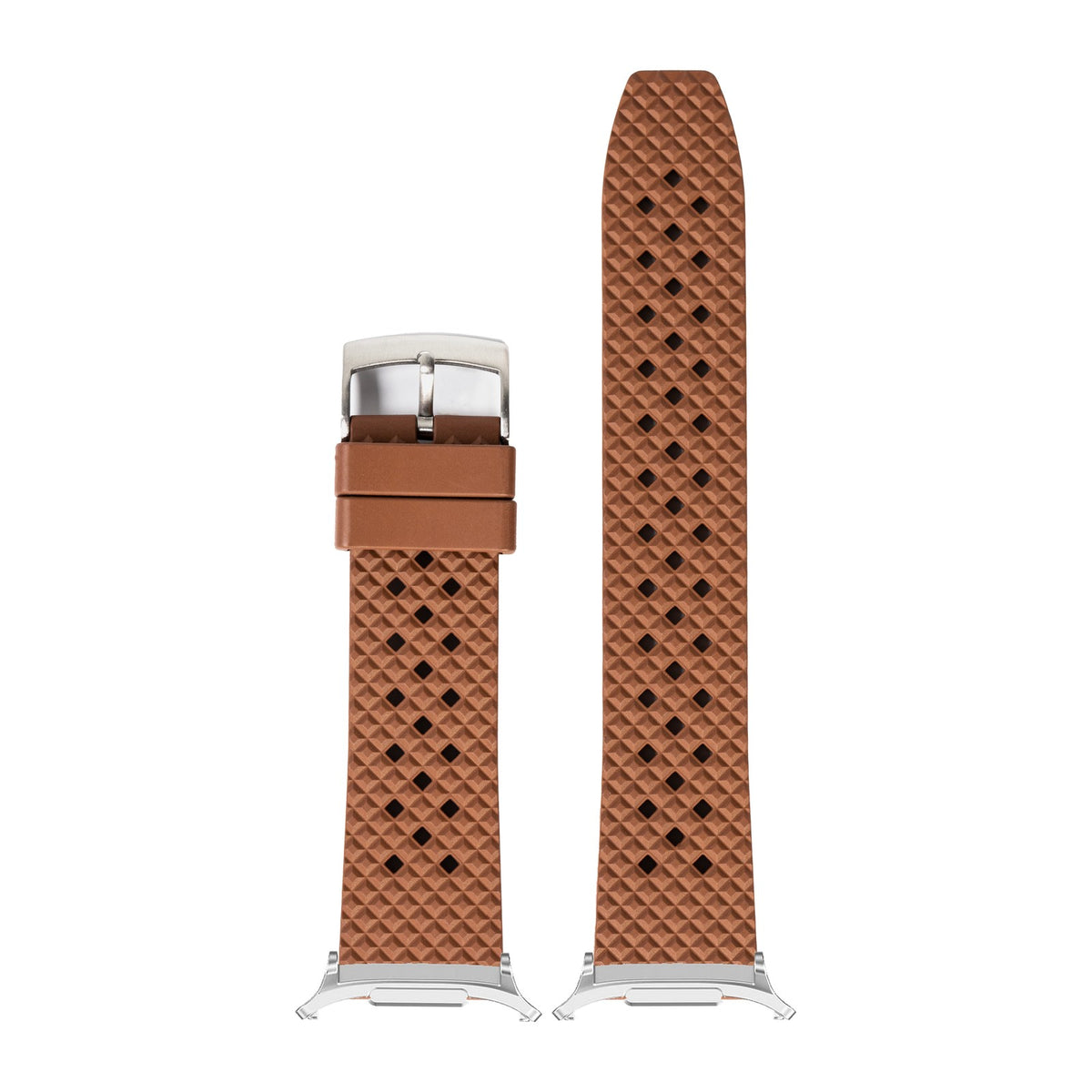 King Honeycomb FKM Rubber - Brown Silver with Strap Adapter for Galaxy Watch 8-9/Ultra
