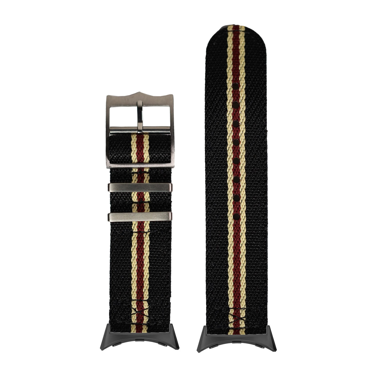 Cross Militex - Black / Beige / Maroon with Google Pixel Spring Bar Adapters - Wear Any 20mm Strap! for Pixel Watch 1-5 41mm