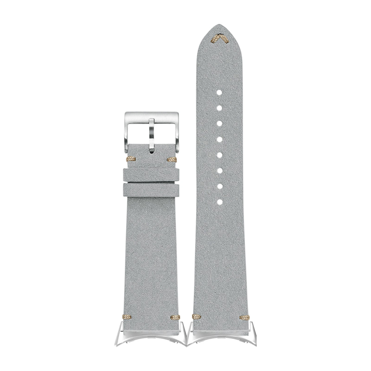 Alcantara Leather - Vintage - Grey Silver with Google Pixel Spring Bar Adapters - Wear Any 20mm Strap! for Pixel Watch 1-5 41mm
