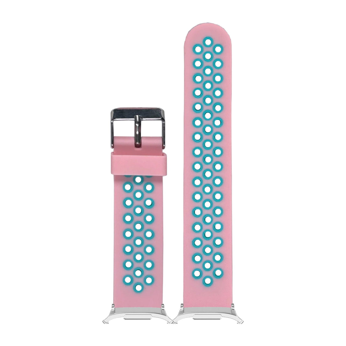 Flexi Sports Silicone Pink/Teal Silver with Strap Adapter for Galaxy Watch 8-9/Ultra