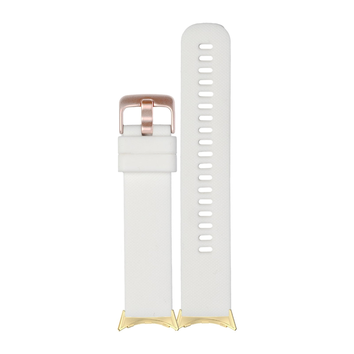 Classic Silicone White Rose Gold Gold with Google Pixel Spring Bar Adapters - Wear Any 20mm Strap! for Pixel Watch 1-5 41mm