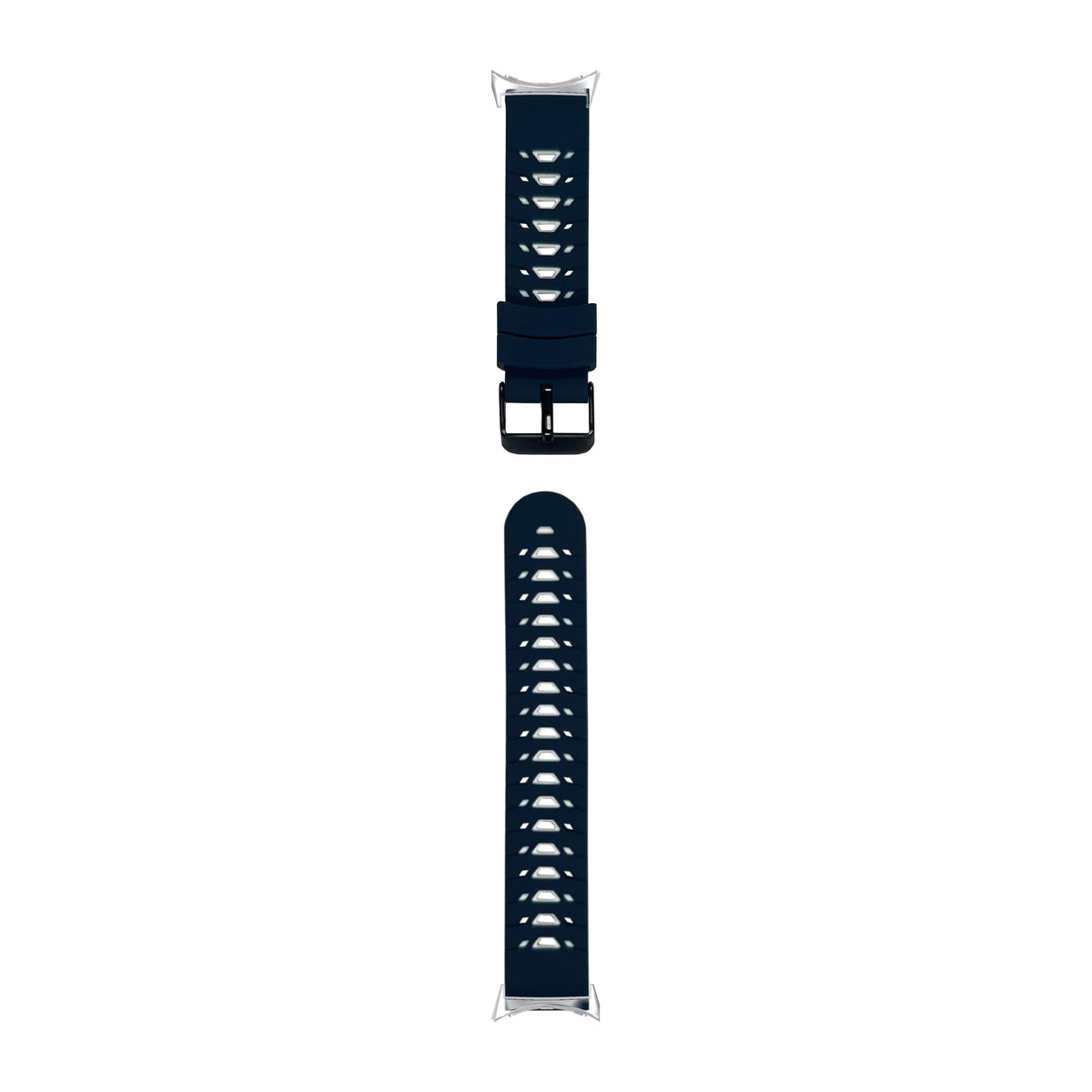 Flexi Silicone - Armour Blue/Grey Silver with Google Pixel Spring Bar Adapters - Wear Any 20mm Strap! for Pixel Watch 3-5 45mm
