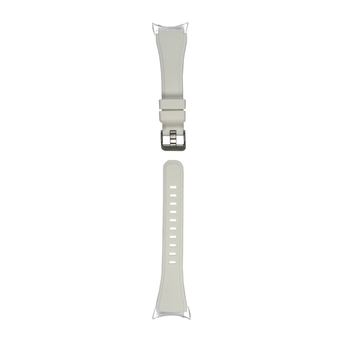 Flexi Silicone White Silver with Google Pixel Spring Bar Adapters - Wear Any 20mm Strap! for Pixel Watch 3-5 45mm