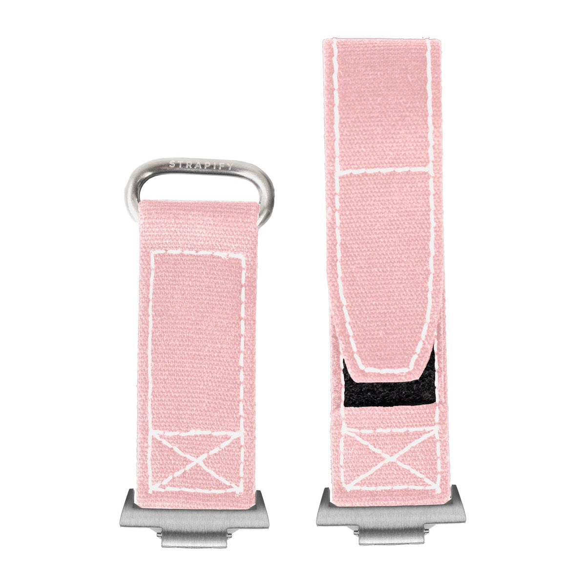 Military Velcro - Pink | White Stitching Silver with Strap Adapter for Tissot PRX 40