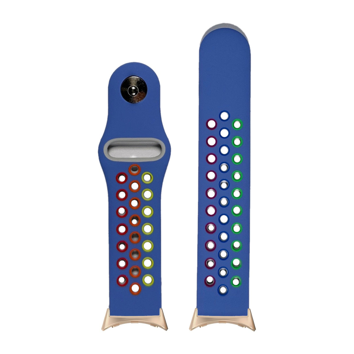 Rainbow Sports Silicone Light Blue Rose Gold with Google Pixel Spring Bar Adapters - Wear Any 20mm Strap! for Pixel Watch 1-5 41mm