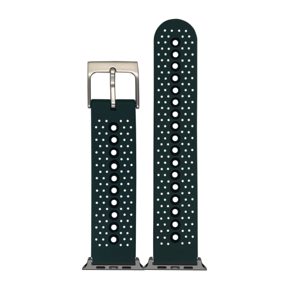 Flexi Sports Silicone 2 Forest Green Black with Connecters - Spring Bar Type for Apple Watch