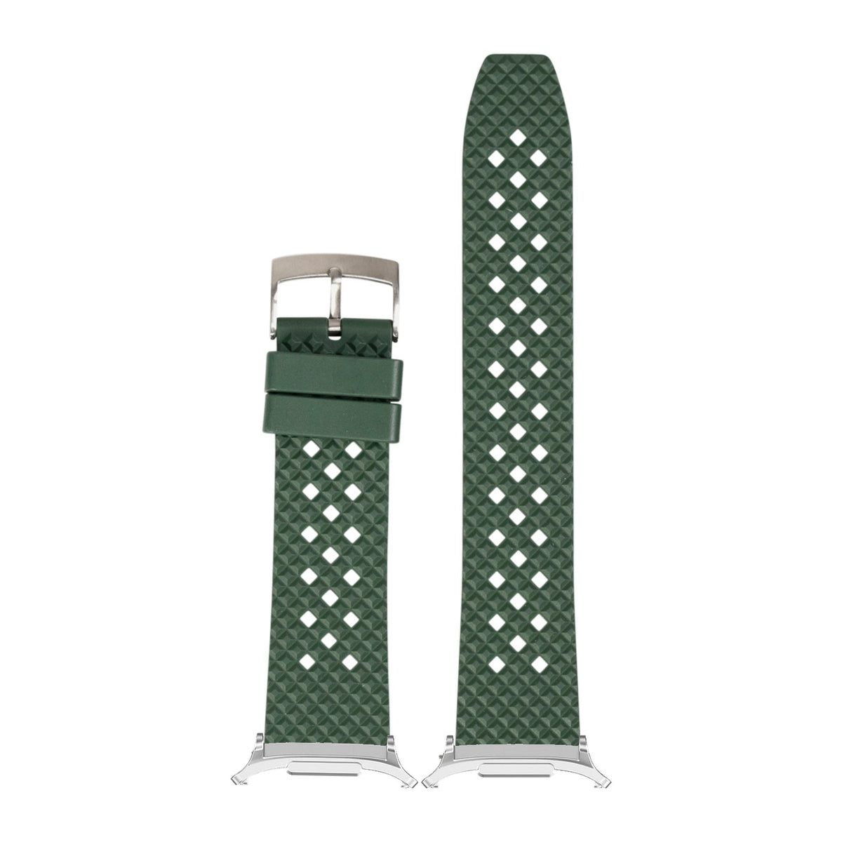 King Honeycomb FKM Rubber - Green Silver with Strap Adapter for Galaxy Watch 8-9/Ultra