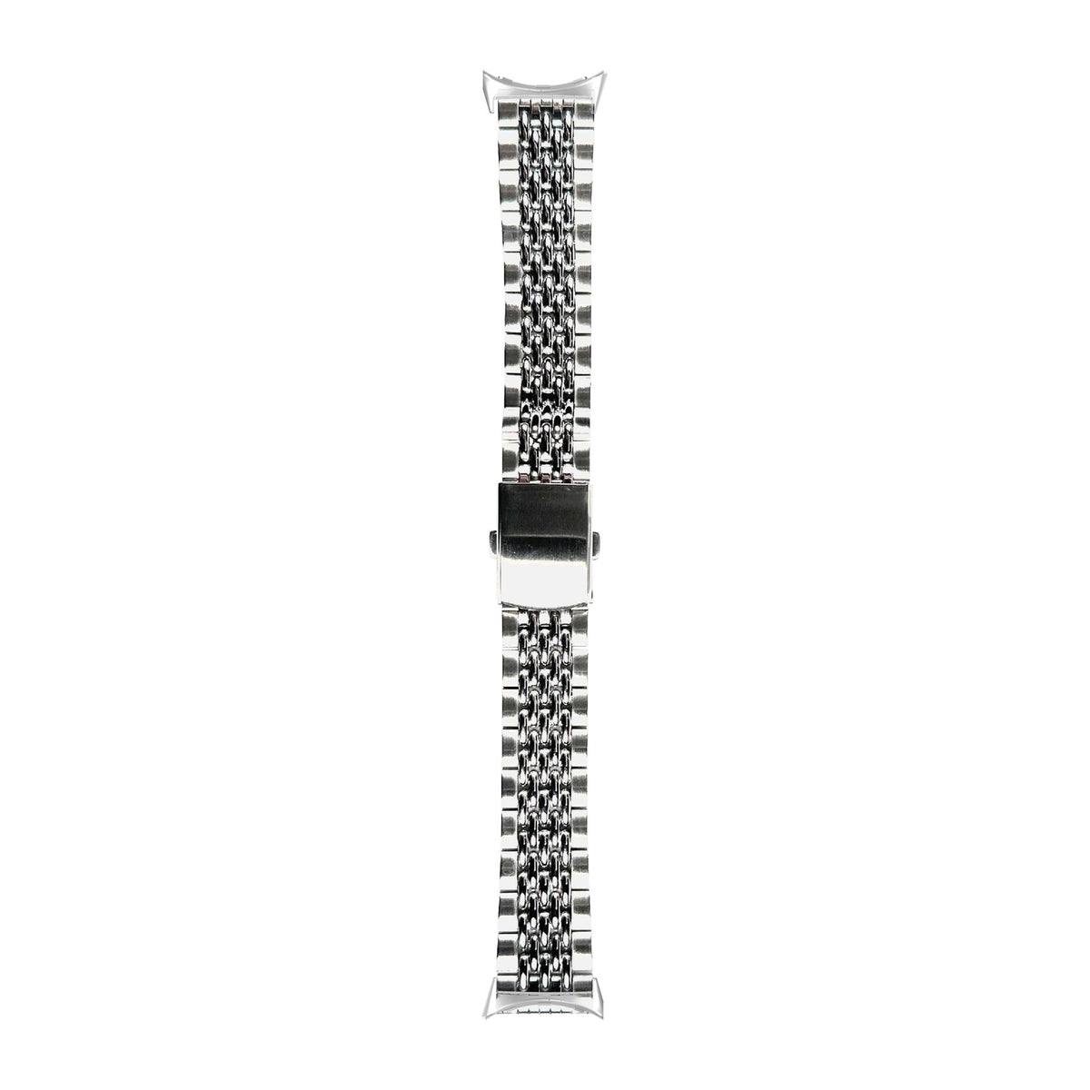 Steel Bracelet - Beads of Rice Silver Silver with Google Pixel Spring Bar Adapters - Wear Any 20mm Strap! for Pixel Watch 3-5 45mm