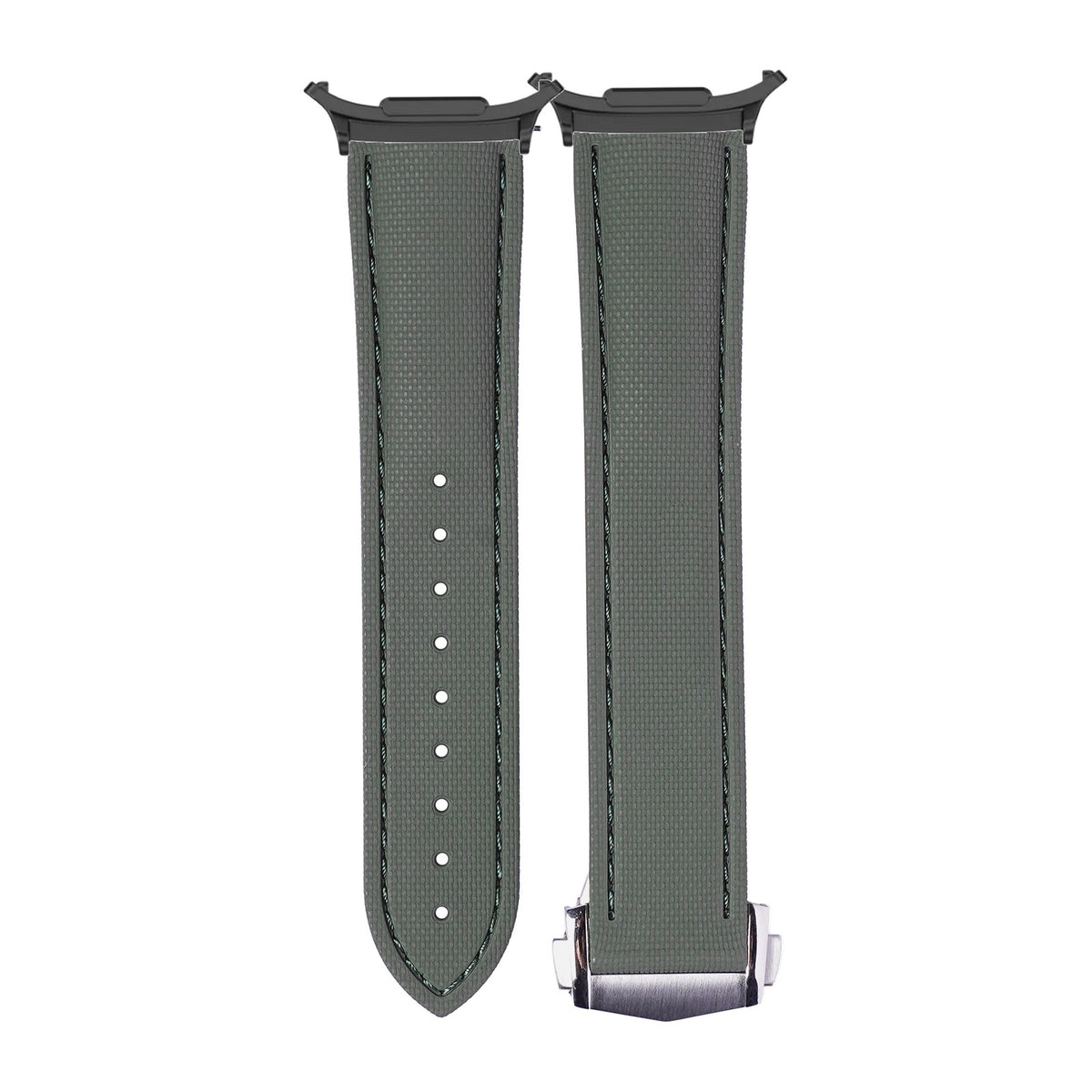 Textured FKM Rubber Army Green Black with Strap Adapter for Galaxy Watch 8-9/Ultra