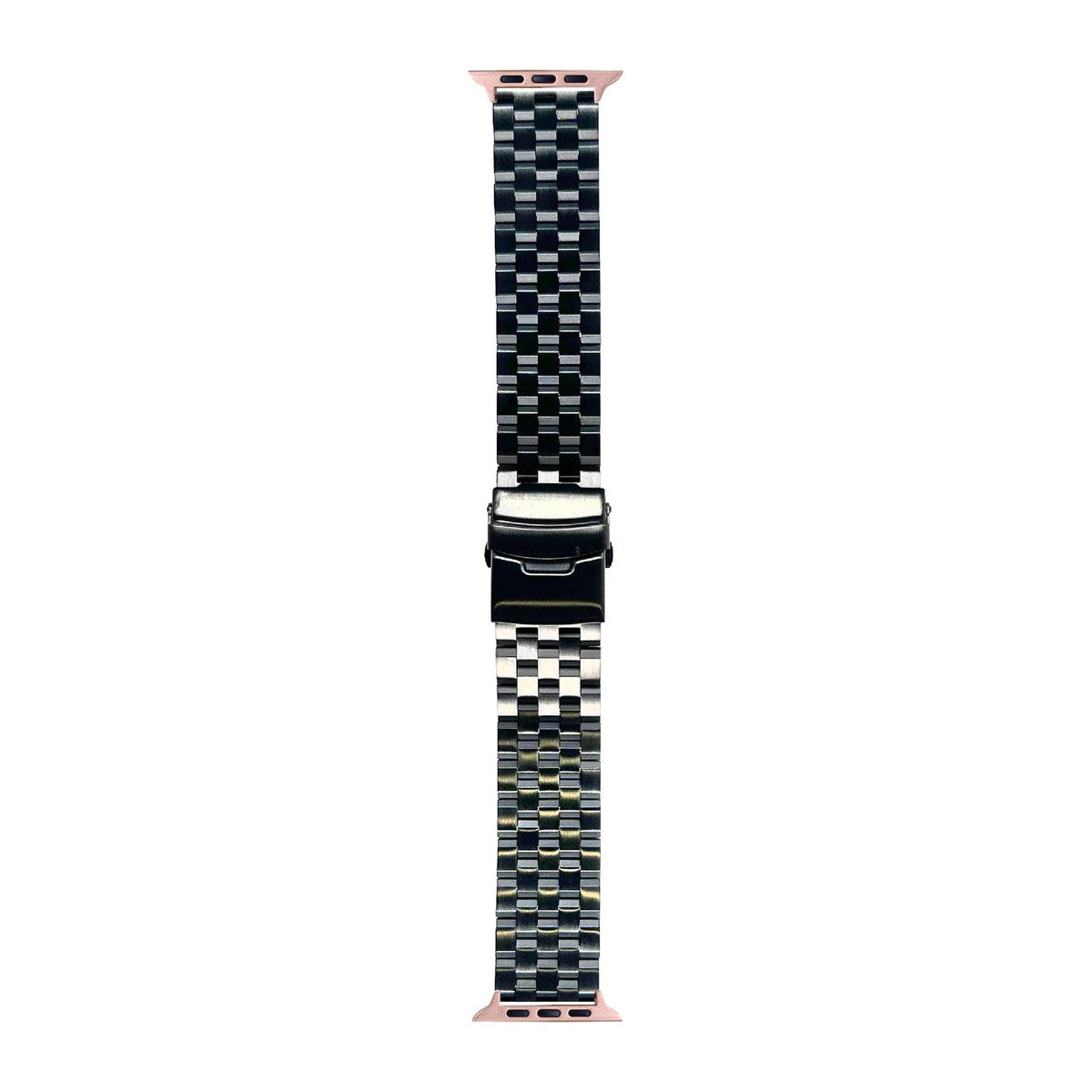 Engineer Bracelet - Folding Deployant Clasp - Black Rose Gold with Connecters - Spring Bar Type for Apple Watch
