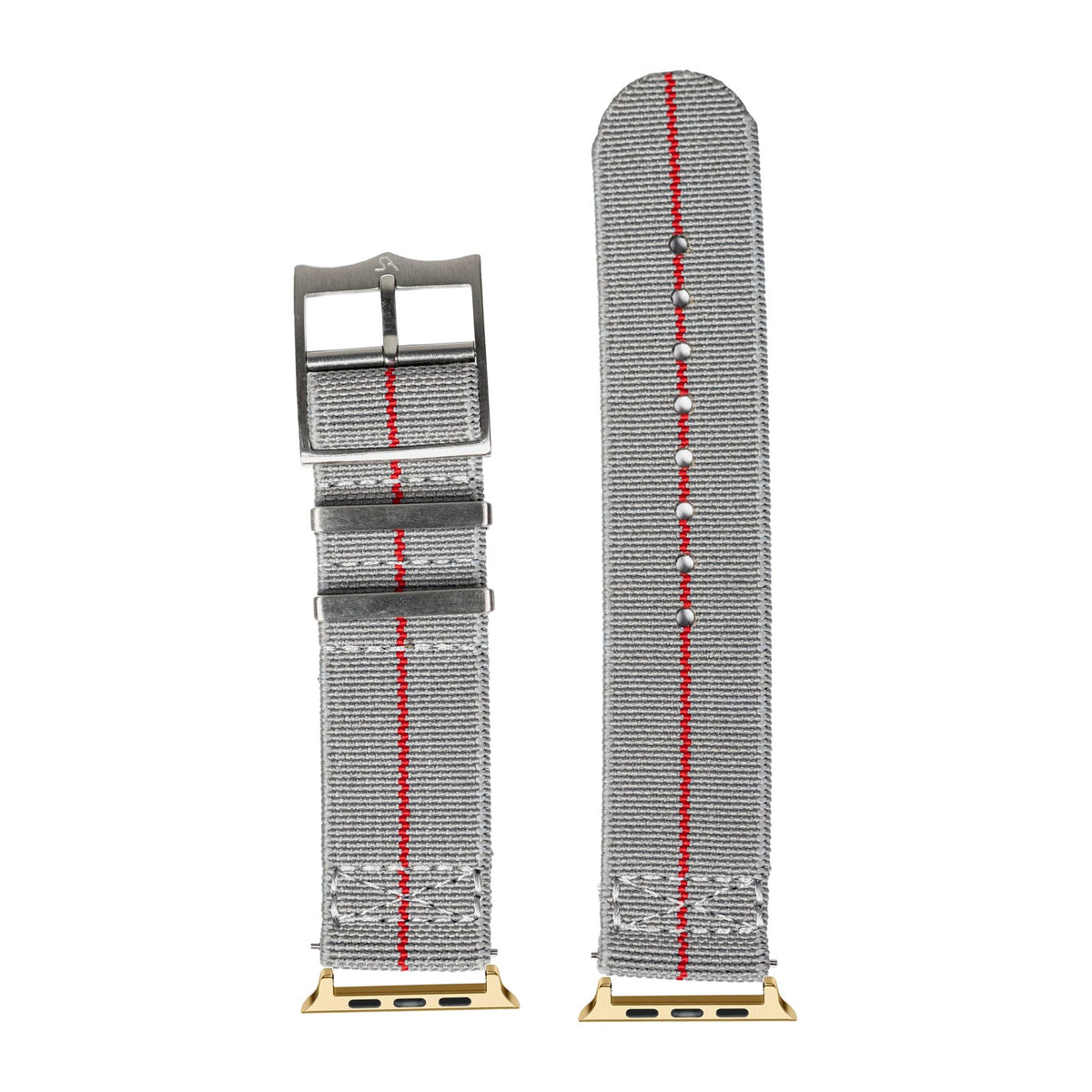 ElastoFlex - Grey/Red Gold with Connecters - Spring Bar Type for Apple Watch