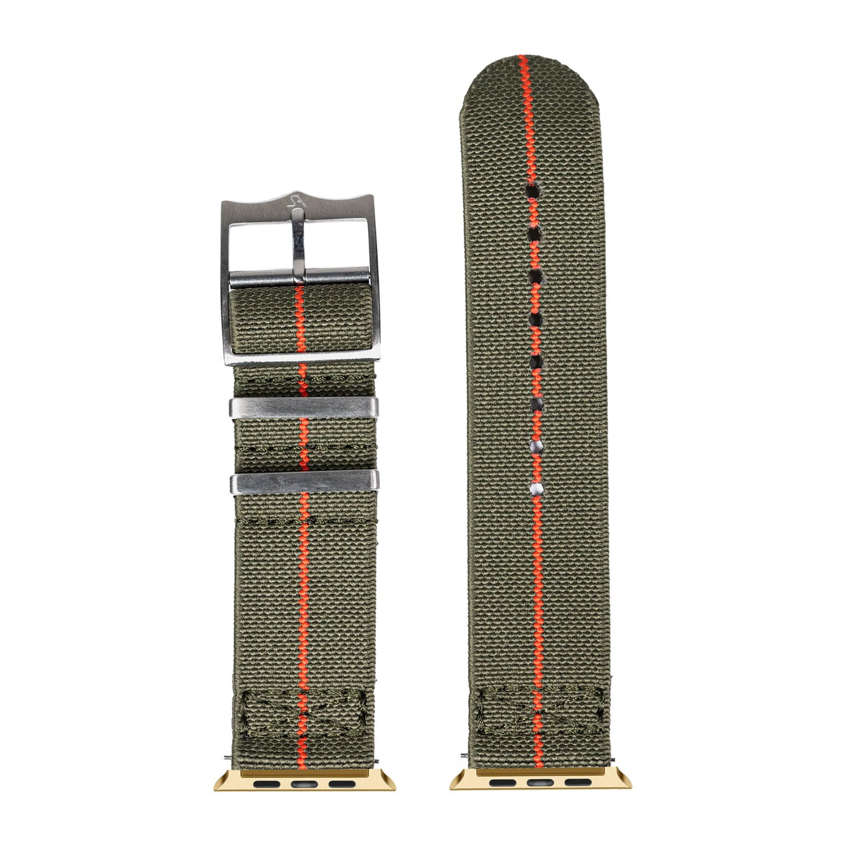ElastoFlex - Army Green/Red Gold with Connecters - Spring Bar Type for Apple Watch