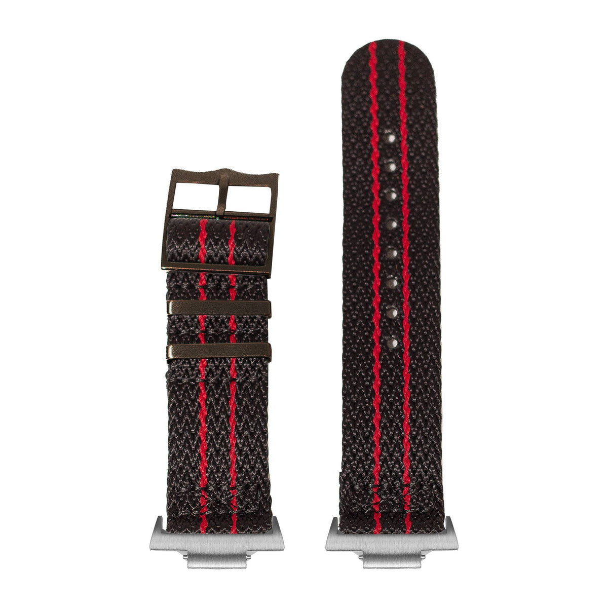 Sharktooth Militex - Black / Red Black Hardware Silver with Strap Adapter for Tissot PRX 40