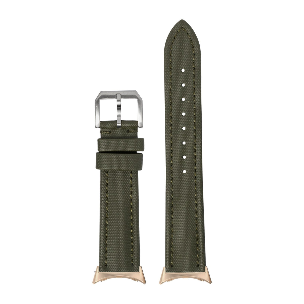 King Sailcloth - Army Green Small / Medium Matching Rose Gold with Google Pixel Spring Bar Adapters - Wear Any 20mm Strap! for Pixel Watch 1-5 41mm