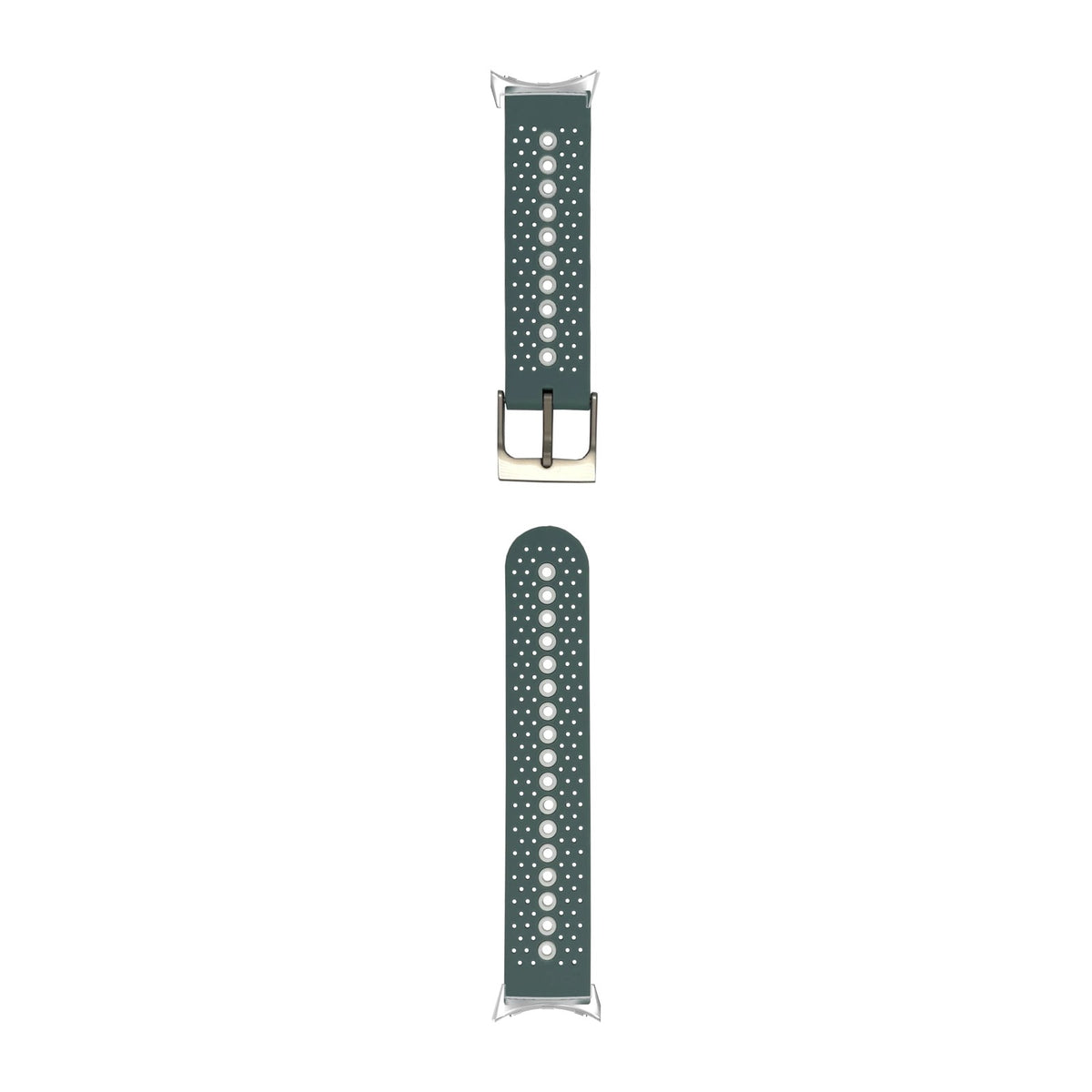 Flexi Sports Silicone 2 Sage Green Silver with Google Pixel Spring Bar Adapters - Wear Any 20mm Strap! for Pixel Watch 3-5 45mm